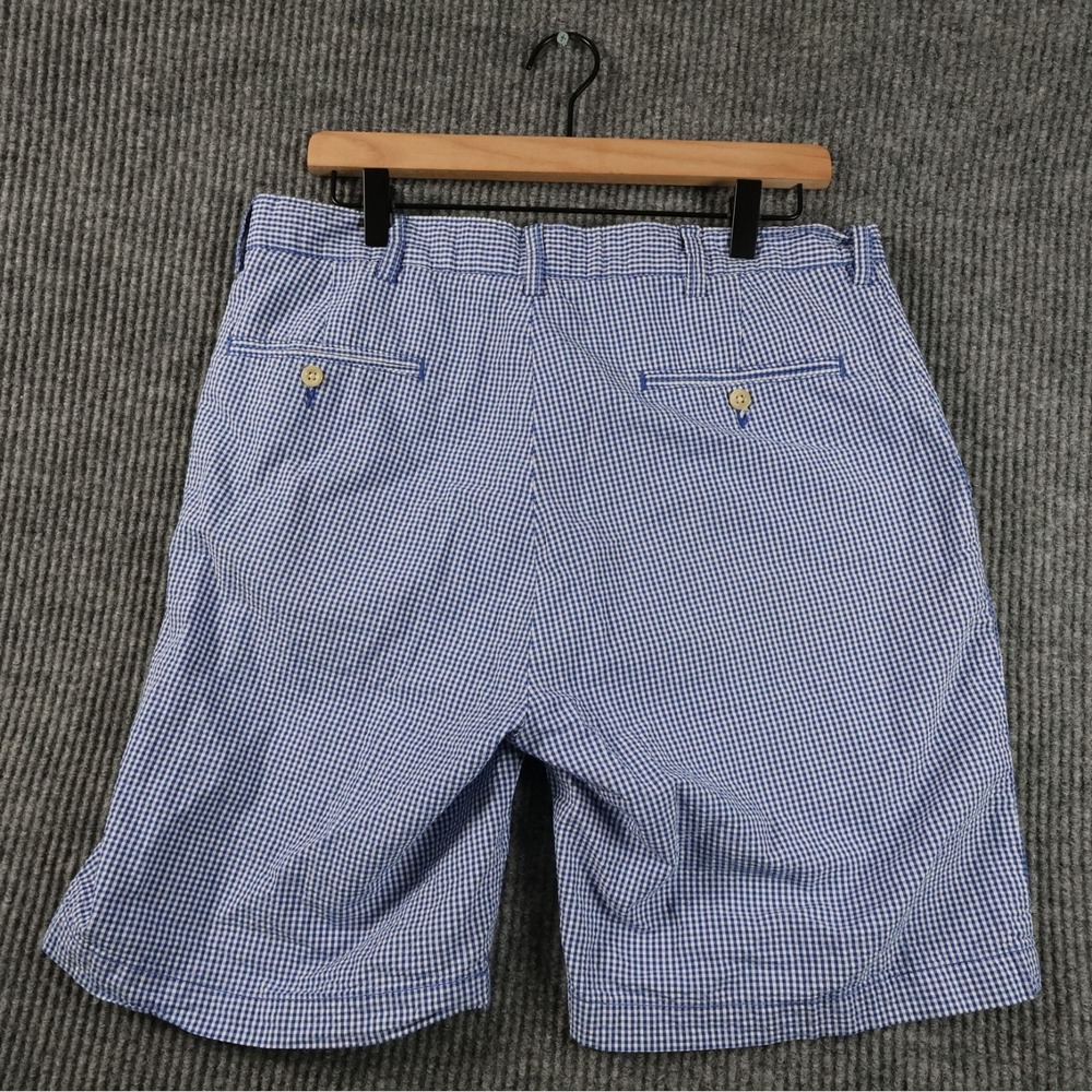 Polo Ralph Lauren Prospect Shorts Mens Size 34 Blue Gingham Seersucker Check Y2K - Picture 2 of 11